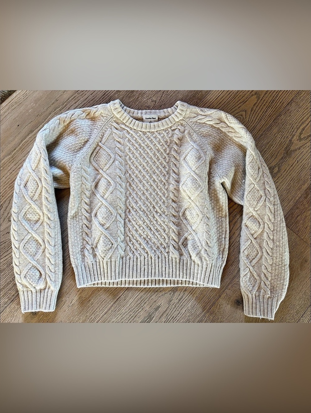 Aritzia Sunday Best Peggy Sweater Cable Knit Cream Medium